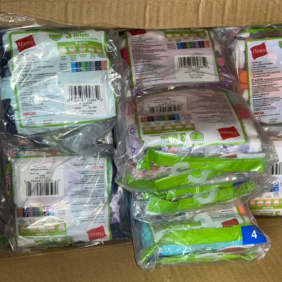 Hanes Girls’ Tagless Briefs – LOT 28 - 144 pcs – 48 packs (3 ea) – Sz 4 - NEW - Picture 4 of 7